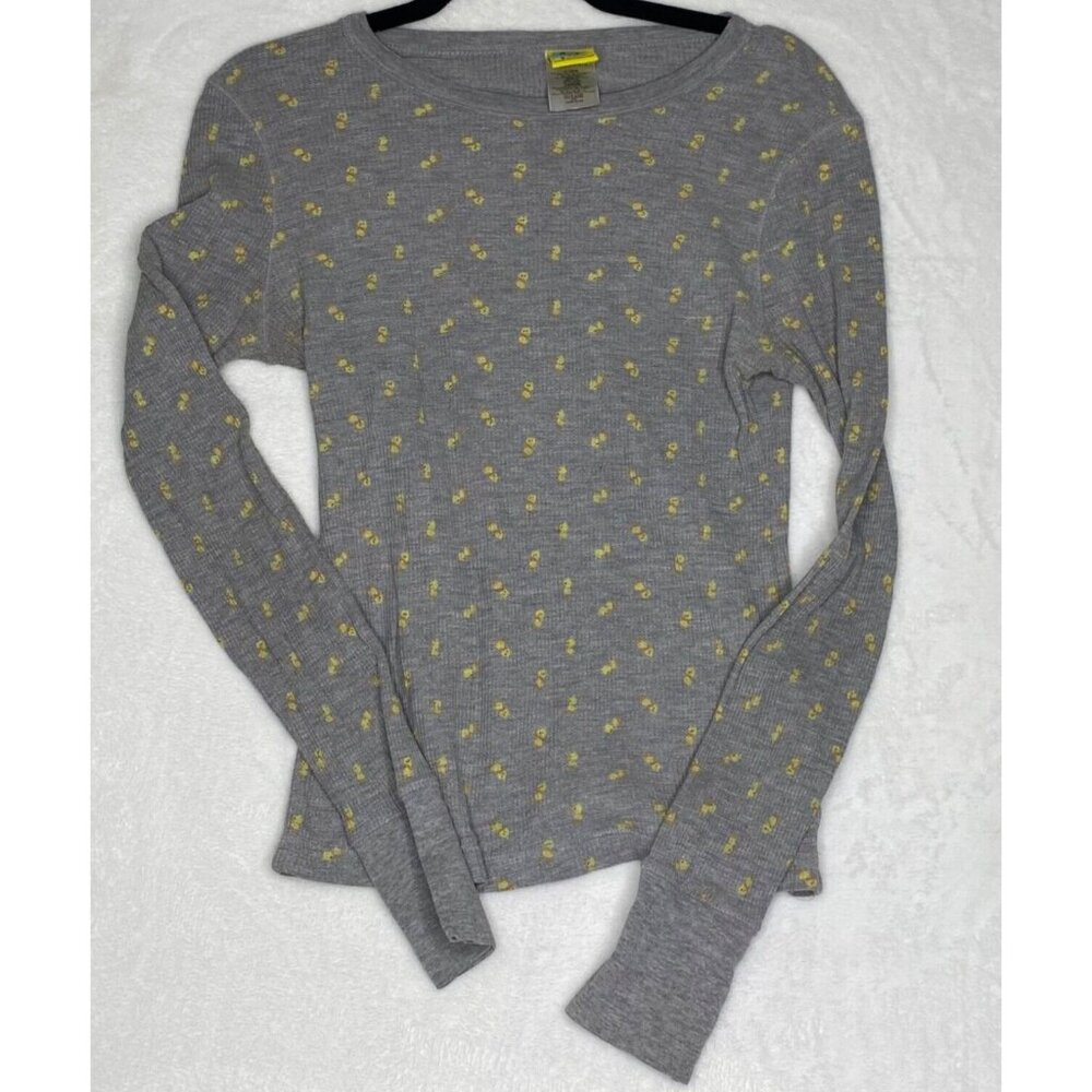Jim Benton Just Jimmy Top Gray Sz XL Duck Print Thermal Waffle Jerry Leigh